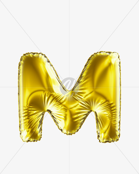 M Gold from Golden Party Font on Yellow Images Creative Fonts - S29593