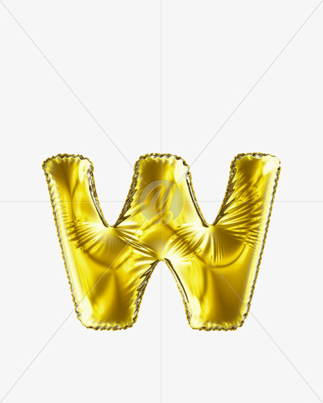 W Gold from Golden Party Font on Yellow Images Creative Fonts - S29603