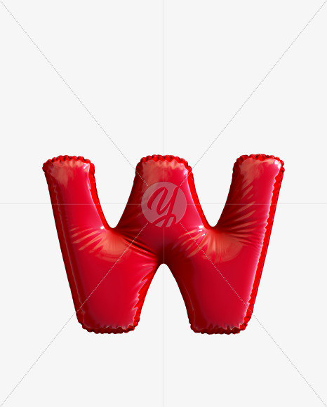 Letter W from Pool Ring Red Font on Yellow Images Creative Fonts - S29766