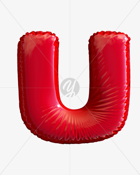 Letter U from Pool Ring Red Font on Yellow Images Creative Fonts - S29764