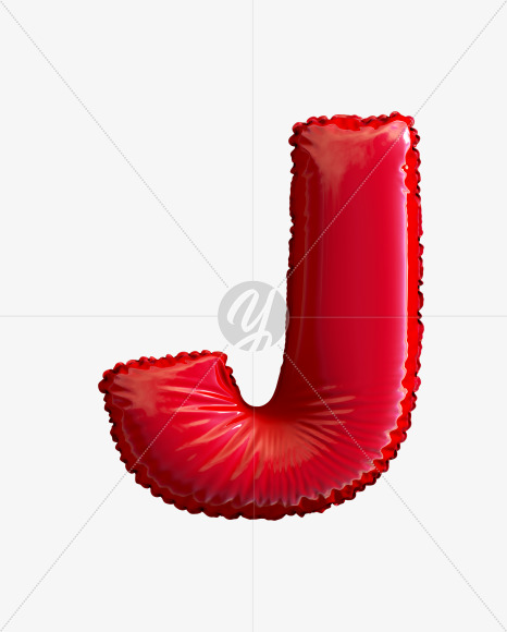 Letter J from Pool Ring Red Font on Yellow Images Creative Fonts - S29753