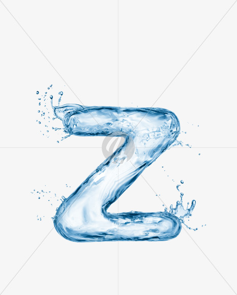 Water Z from Water Splash Font on Yellow Images Creative Fonts - S29822