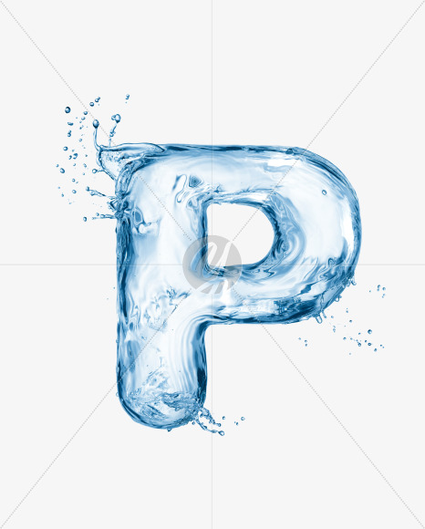 Water P from Water Splash Font on Yellow Images Creative Fonts - S29812