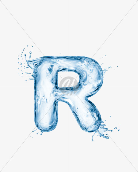 Water R from Water Splash Font on Yellow Images Creative Fonts - S29814