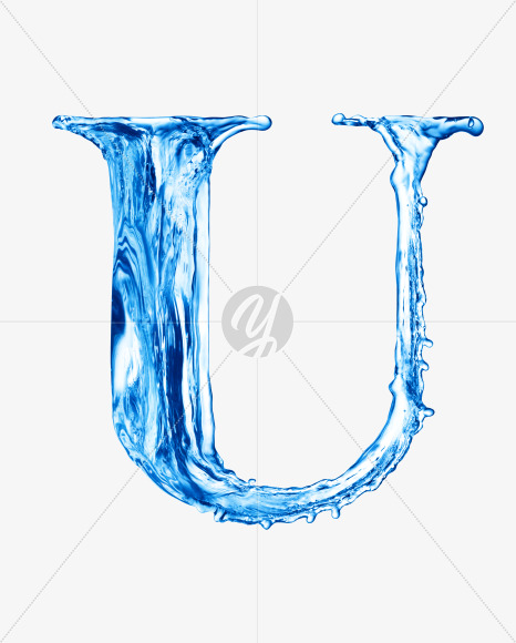 Water U uppercase from Water on Yellow Images Creative Fonts - S29875