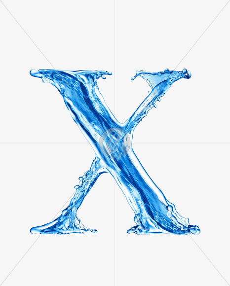 Water X uppercase from Water on Yellow Images Creative Fonts - S29881