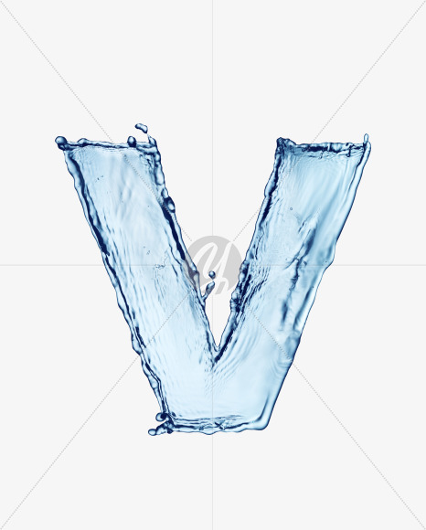 V uppercase from Water Splash Bold Font on Yellow Images Creative Fonts - S29997