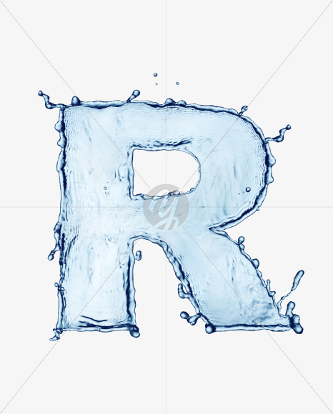 R uppercase from Water Splash Bold Font on Yellow Images Creative Fonts - S29990