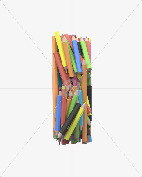 I pencil from Colored Pencils Font on Yellow Images Creative Fonts - S30028