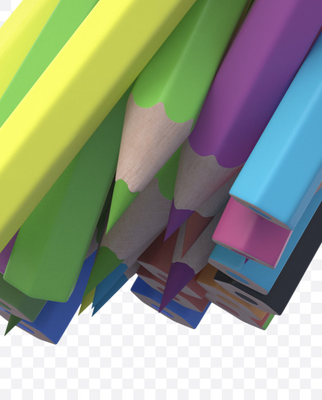 % pencil from Colored Pencils Font on Yellow Images Creative Fonts - S30060