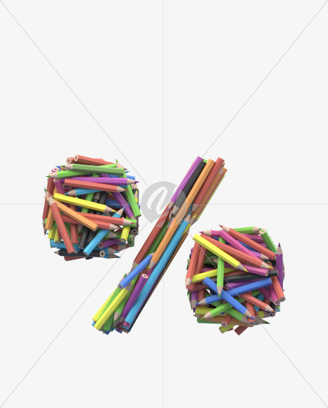 % pencil from Colored Pencils Font on Yellow Images Creative Fonts - S30060