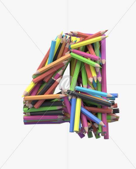 4 pencil from Colored Pencils Font on Yellow Images Creative Fonts - S30049