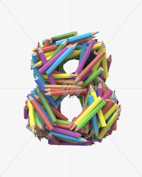 8 pencil from Colored Pencils Font on Yellow Images Creative Fonts - S30053