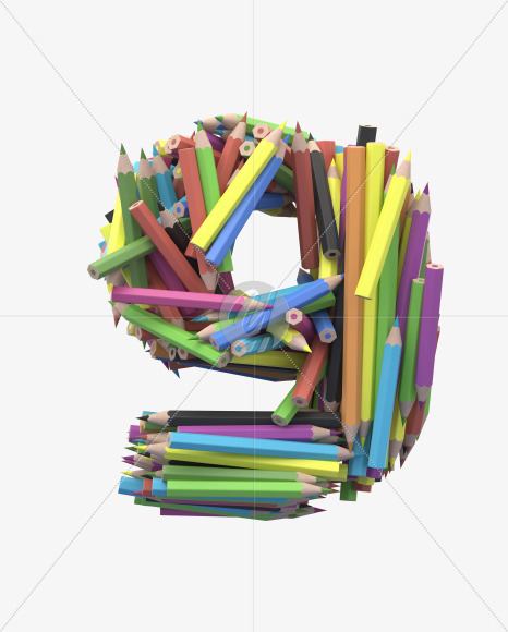 9 pencil from Colored Pencils Font on Yellow Images Creative Fonts - S30054