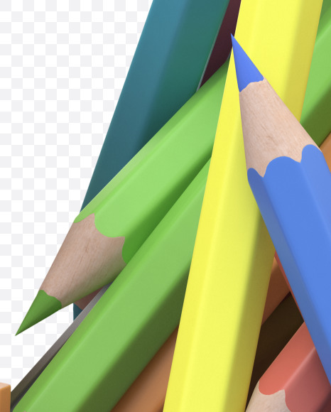 K pencil from Colored Pencils Font on Yellow Images Creative Fonts - S30030