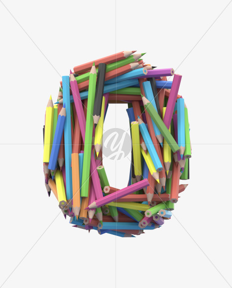 0 pencil from Colored Pencils Font on Yellow Images Creative Fonts - S30055