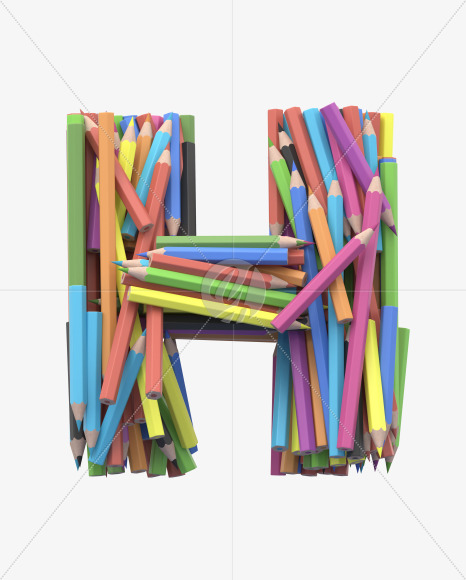 H pencil from Colored Pencils Font on Yellow Images Creative Fonts - S30027