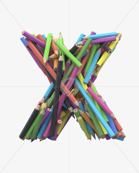 X pencil from Colored Pencils Font on Yellow Images Creative Fonts - S30043