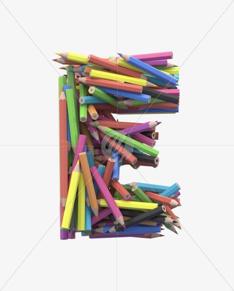 E pencil from Colored Pencils Font on Yellow Images Creative Fonts - S30024