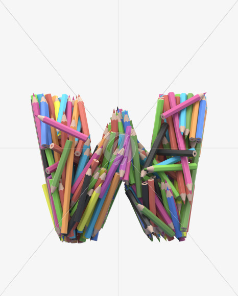 W pencil from Colored Pencils Font on Yellow Images Creative Fonts - S30042