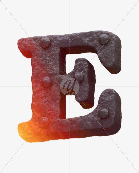 Iron E uppercase from Forged Iron Font on Yellow Images Creative Fonts - S30244