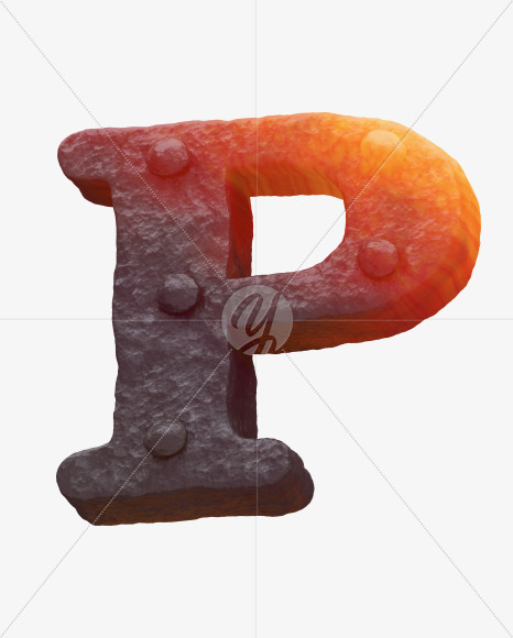 Iron P uppercase from Forged Iron Font on Yellow Images Creative Fonts - S30266