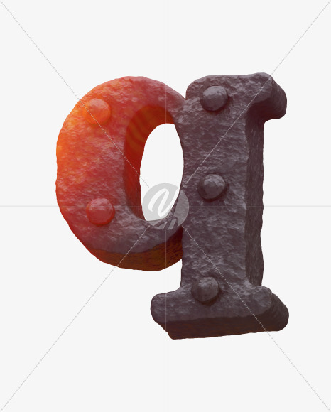 Iron q lowercase from Forged Iron Font on Yellow Images Creative Fonts - S30269