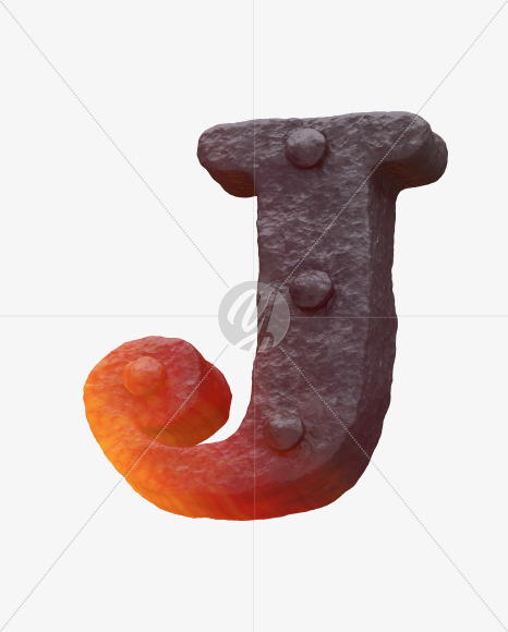 Iron J uppercase from Forged Iron Font on Yellow Images Creative Fonts - S30254