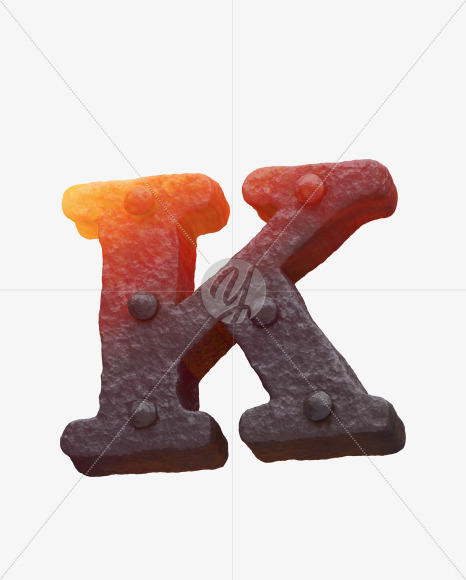Iron K uppercase from Forged Iron Font on Yellow Images Creative Fonts - S30256