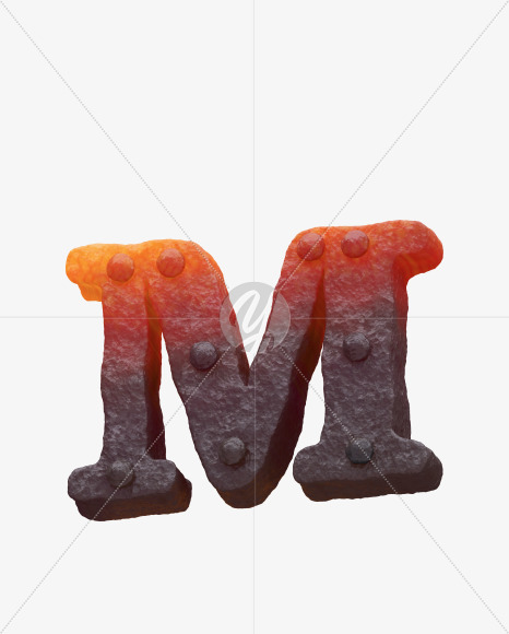 Iron M uppercase from Forged Iron Font on Yellow Images Creative Fonts - S30260