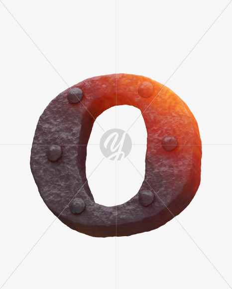 Iron O uppercase from Forged Iron Font on Yellow Images Creative Fonts - S30264