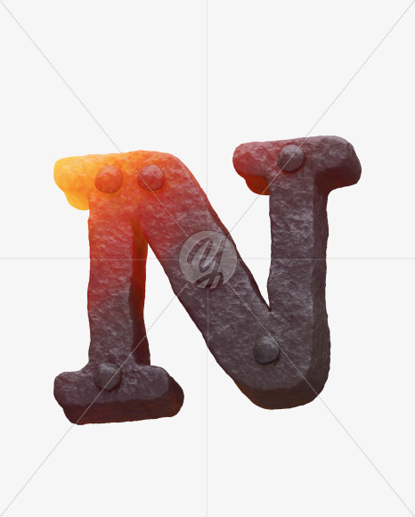 Iron N uppercase from Forged Iron Font on Yellow Images Creative Fonts - S30262