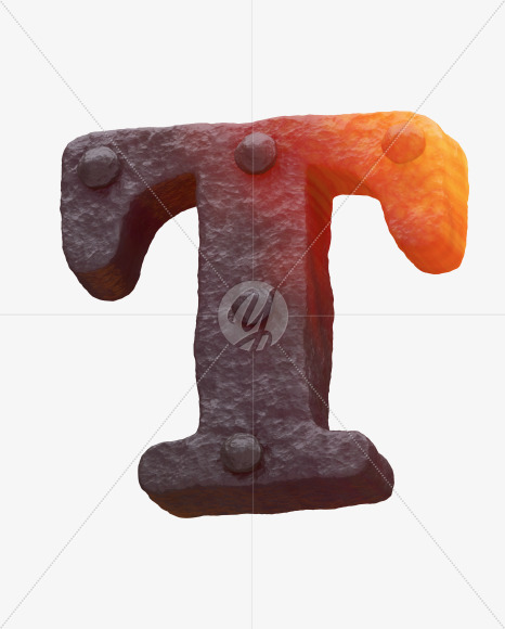 Iron T uppercase from Forged Iron Font on Yellow Images Creative Fonts - S30274