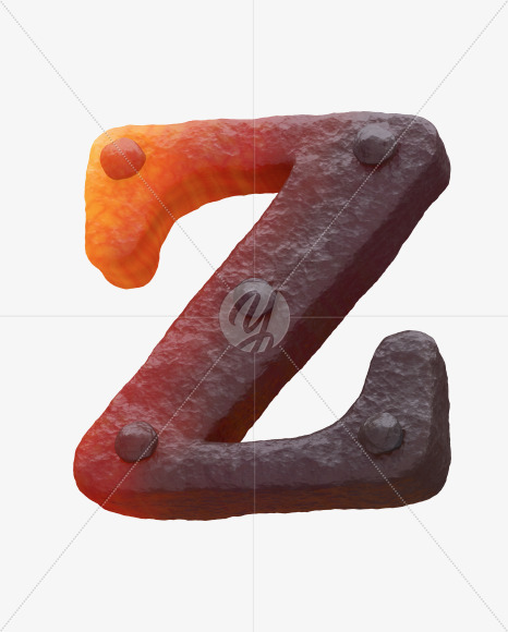 Iron Z uppercase from Forged Iron Font on Yellow Images Creative Fonts - S30286