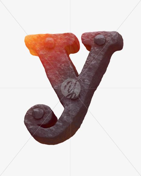 Iron y lowercase from Forged Iron Font on Yellow Images Creative Fonts - S30285