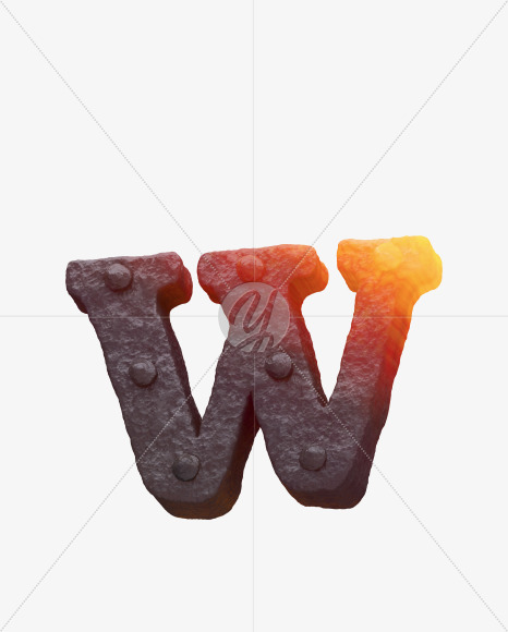 Iron W uppercase from Forged Iron Font on Yellow Images Creative Fonts - S30280