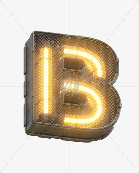 Letter B from Futuristic Yellow Light Font on Yellow Images Creative Fonts - S30388