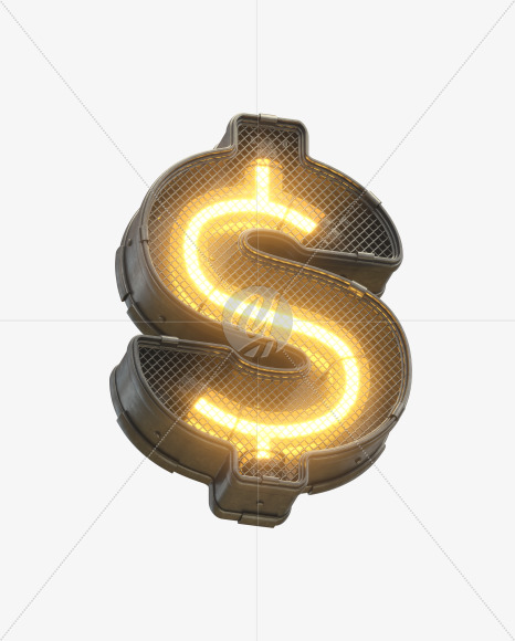 $ from Futuristic Yellow Light Font on Yellow Images Creative Fonts - S30426