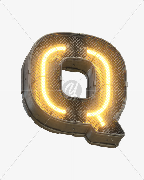 Letter Q from Futuristic Yellow Light Font on Yellow Images Creative Fonts - S30403