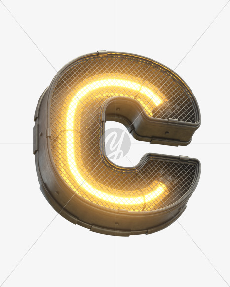 Letter C from Futuristic Yellow Light Font on Yellow Images Creative Fonts - S30389