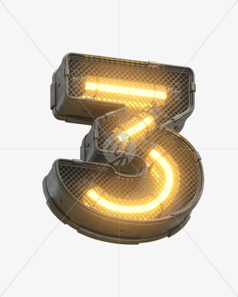 3 from Futuristic Yellow Light Font on Yellow Images Creative Fonts - S30415