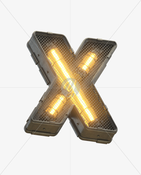 Letter X from Futuristic Yellow Light Font on Yellow Images Creative Fonts - S30410