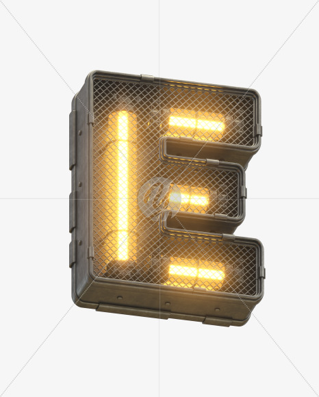 Letter E from Futuristic Yellow Light Font on Yellow Images Creative Fonts - S30391