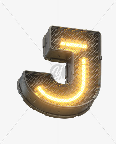 Letter J from Futuristic Yellow Light Font on Yellow Images Creative Fonts - S30396