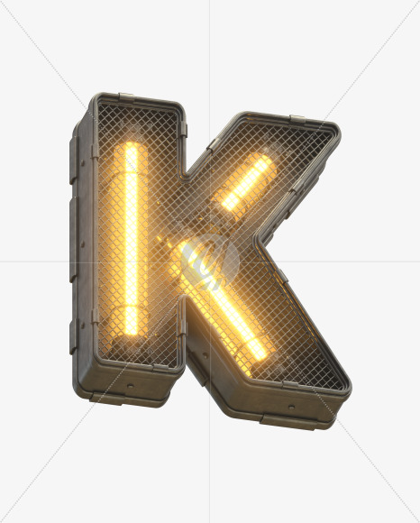 Letter K from Futuristic Yellow Light Font on Yellow Images Creative Fonts - S30397