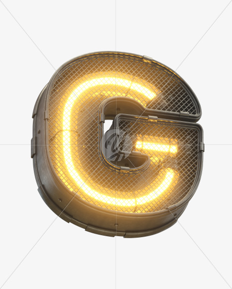 Letter G from Futuristic Yellow Light Font on Yellow Images Creative Fonts - S30393