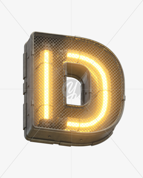 Letter D from Futuristic Yellow Light Font on Yellow Images Creative Fonts - S30390