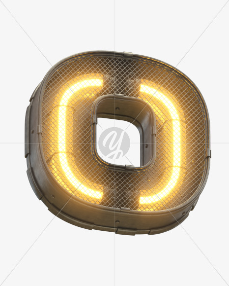 Letter O from Futuristic Yellow Light Font on Yellow Images Creative Fonts - S30401