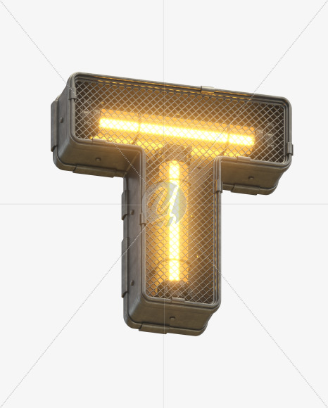 Letter T from Futuristic Yellow Light Font on Yellow Images Creative Fonts - S30406