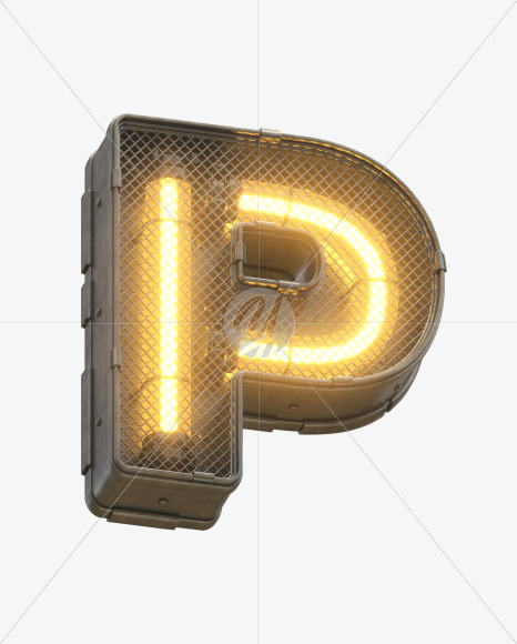 Letter P from Futuristic Yellow Light Font on Yellow Images Creative Fonts - S30402